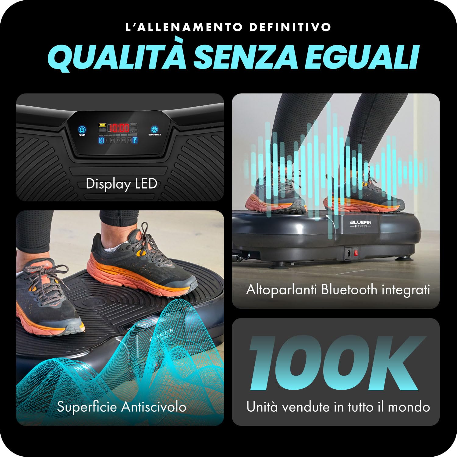 Bluefin Fitness Pedana Vibrante l'allenamento di tutto il corpo Macchina per l’esercizio fisico con le vibrazioni