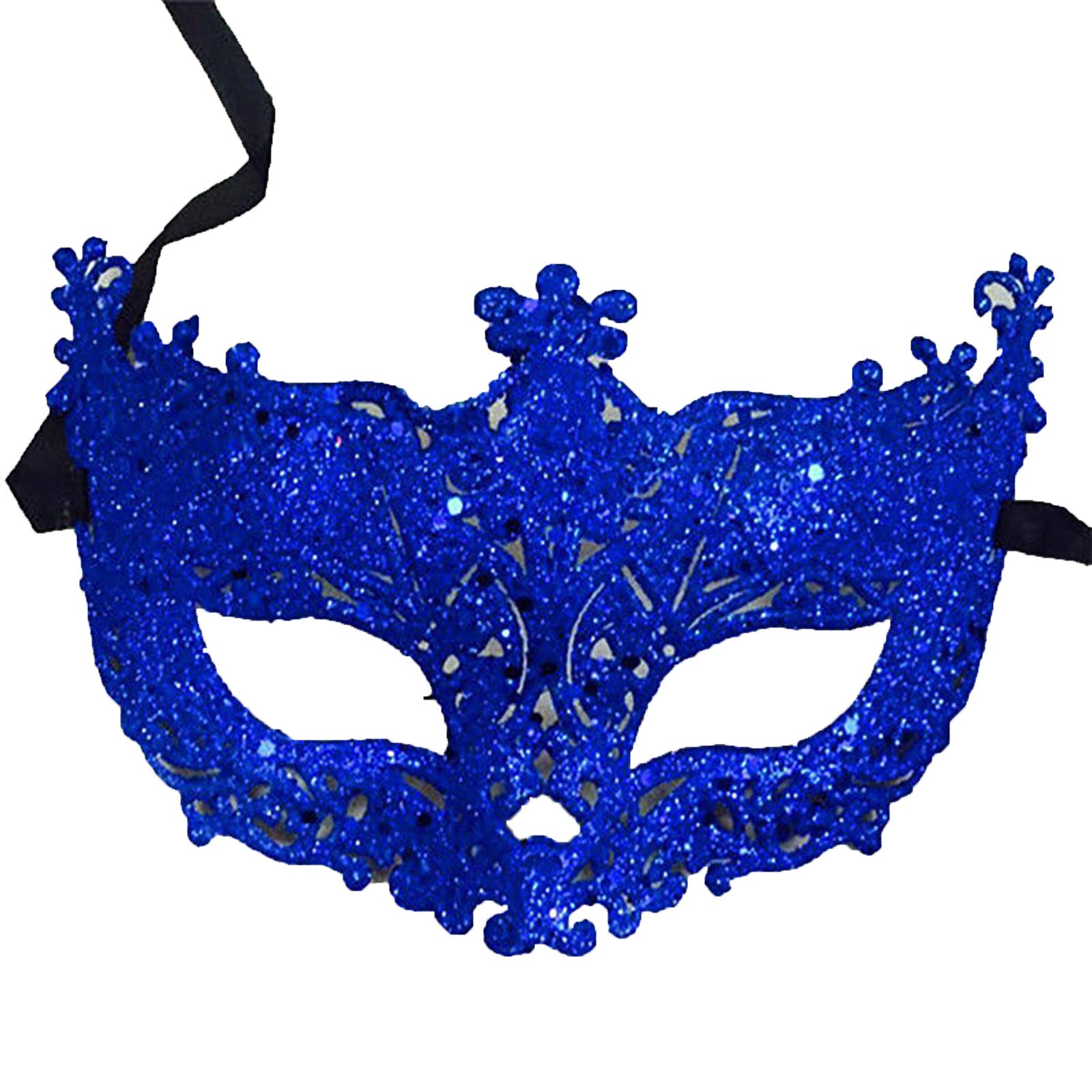 Brussels08 Women Fashion Masquerade Mask Shiny Plastic Cosplay Costume Eye Mask Half Face Mask for Carnival Fancy Mardi Christmas Party Ball Prom Halloween Blue