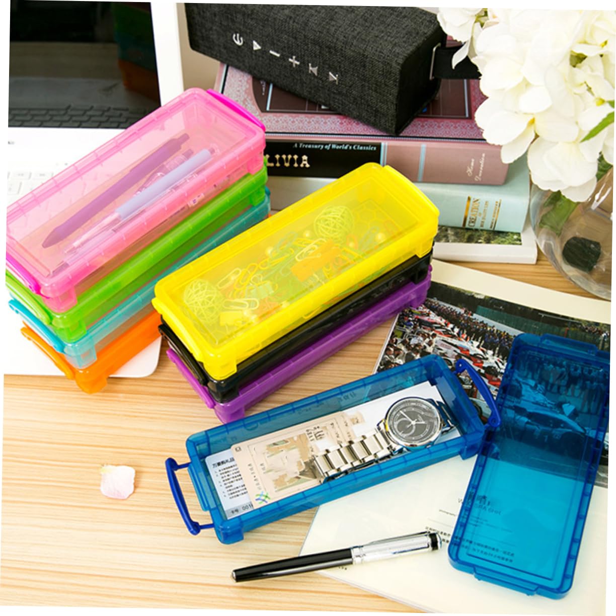 VILLCASE 8pezzi Astuccio Portapenne Capacità Colori Per Scuola e Cancelleria Organizer Per e Scrivania