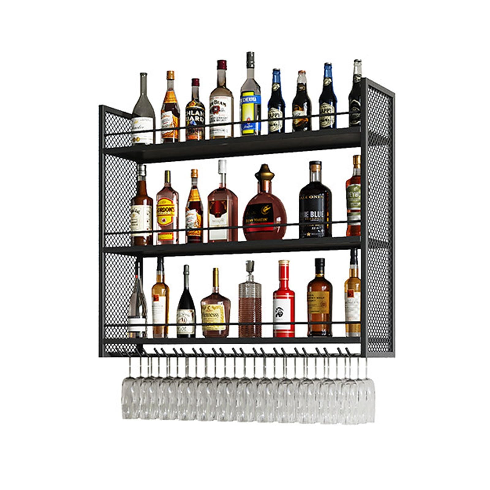 YXLLGS Wall Mounted Wine Rack, 3-Tier Liquor Bottle Display Shelf