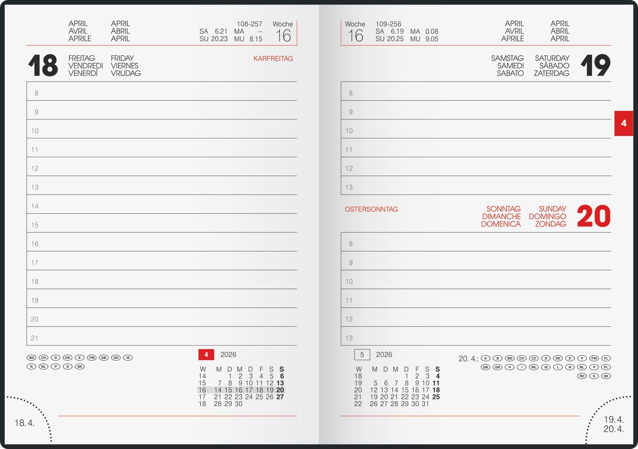 BRUNNEN Agenda De Bolsillo, Modelo 740 2026, A6, Plástico