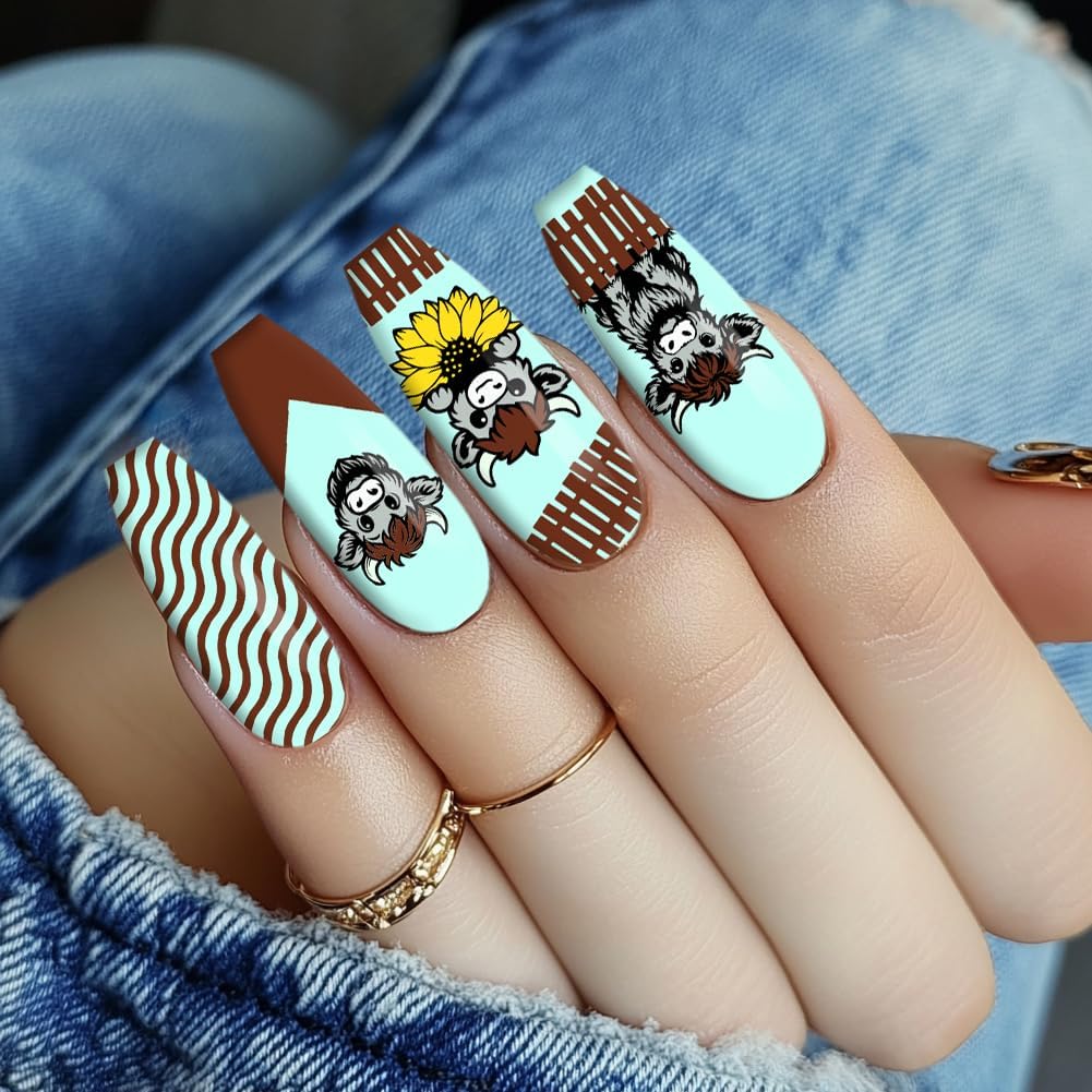 PH PandaHall 3pcs Highland Cow Theme Nail Stamping Plates Rustic Farms Nail Art Templates Animal Manicure Art Stencils Texture Pattern Nails Image Plates for Women Manicures Salon Design Printing