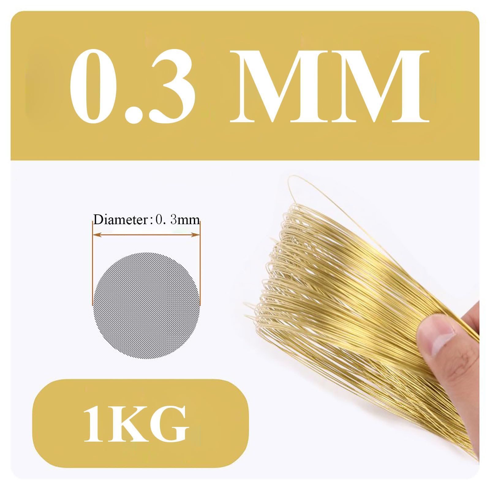 Diametro 0,3/0,4/0,5/0,6 mm, peso 1 kg, filo di ottone massiccio nudo for la creazione gioielli, artigianato, elettricità, industria,5 *(0.3mm*1kg)