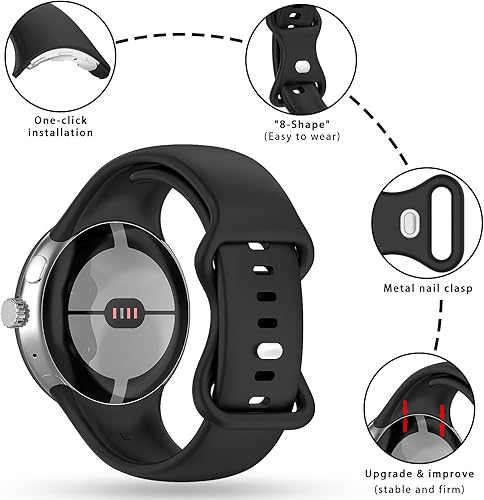 Miniatura 20 de Band Compatible with Google Pixel Watch 1/2/3/4 (41mm), Soft Silicone Sport Replacement Straps Bracelet for Google Pixel Watch 41mm