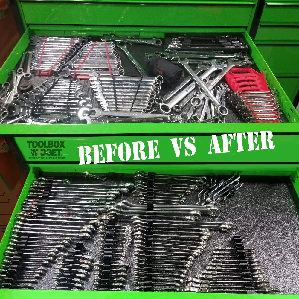 ToolBox Widget - Modular Wrench Organizer for Tool Drawer Storage | Magnetic Wrench Holder | Tool box Kit for Professional & DIY Mechanics | Organize Your Tools For Fast Accountability - 4 Kits