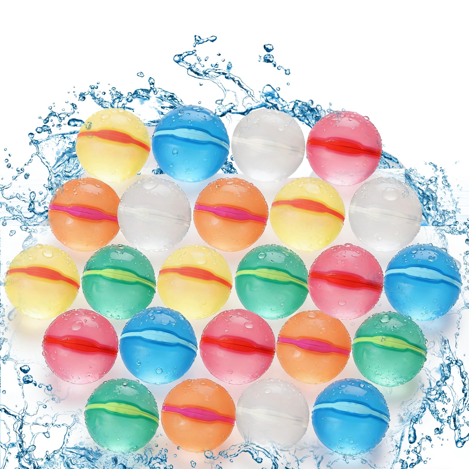 Palloncini d'acqua riutilizzabili ricaricabili per bambini: morbido silicone autosigillante per attività all'aperto, piscina estiva e spiaggia, per ragazzi e ragazze dai 3 ai 12 anni (24 pezzi)