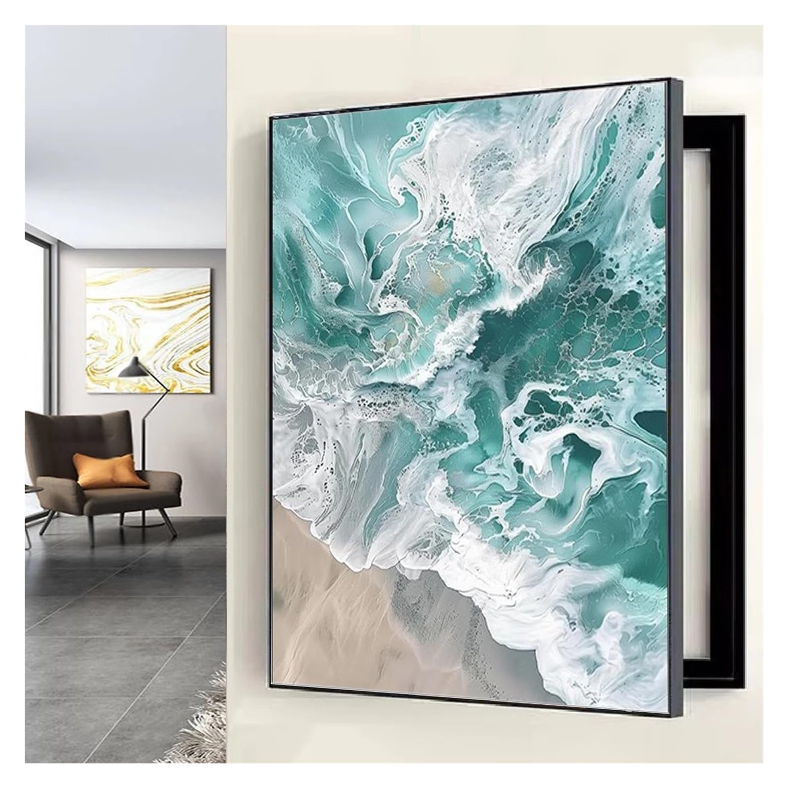 AWSAD Pintura Decorativa Restaurante Pared Tapa Decorativa Creatividad Caja EléCtrica Contadores Cubierta Caja de DistribucióN Ocultar Pinturas(B,50X70CM(19.6x27.5in))