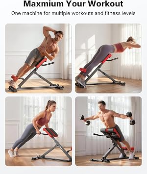 MERACH Back Extension Machine Roman Chair, 400LBS Adjustable Foldable