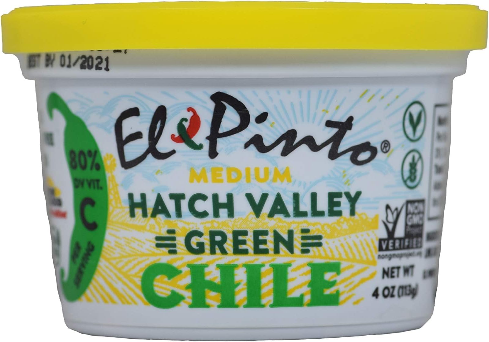 Medium Hatch Roasted Green Chile Chopped (4 Ounces, 12 Pack)