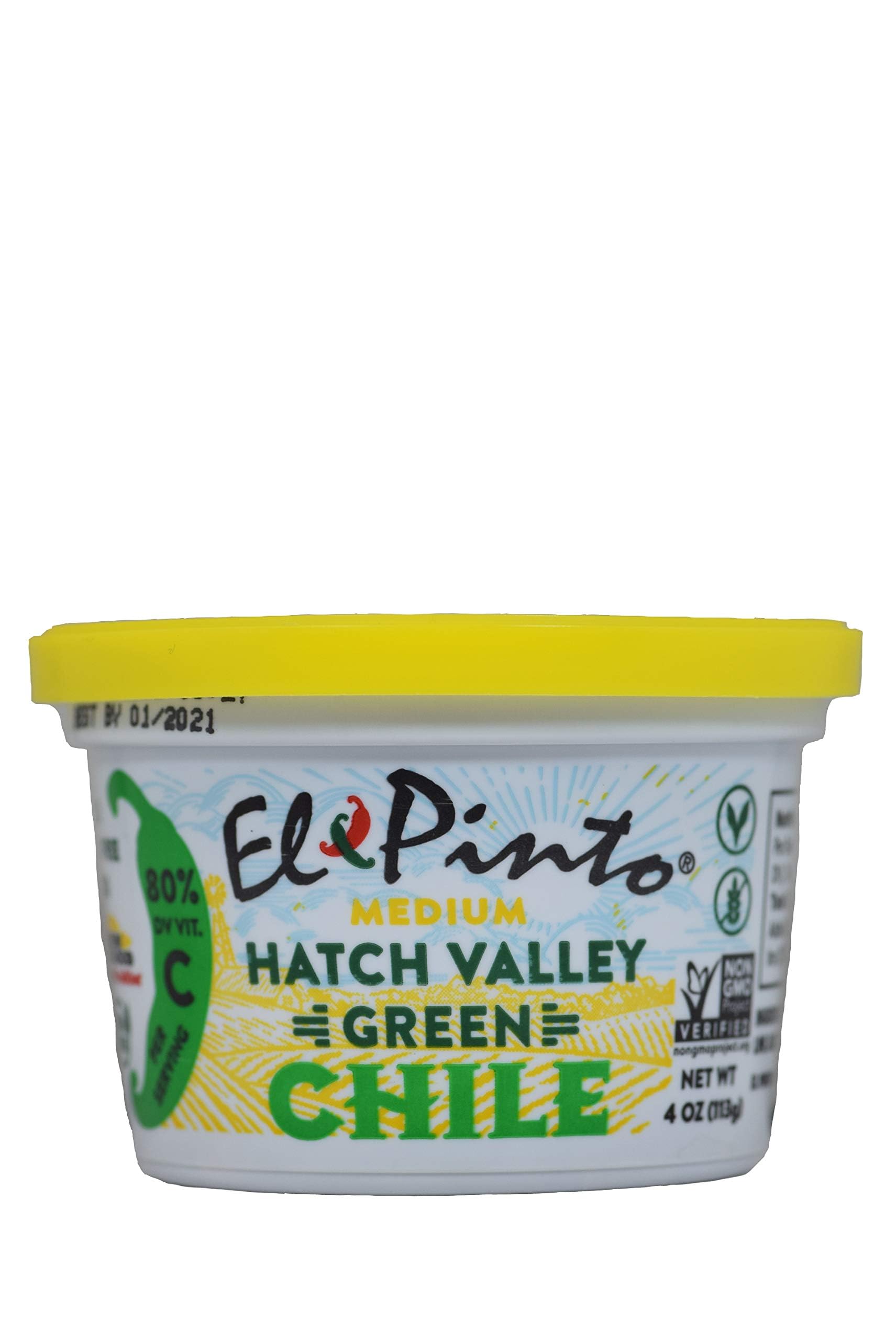 El Pinto Medium Hatch Roasted Green Chile Chopped (4 Ounces, 12 Pack)