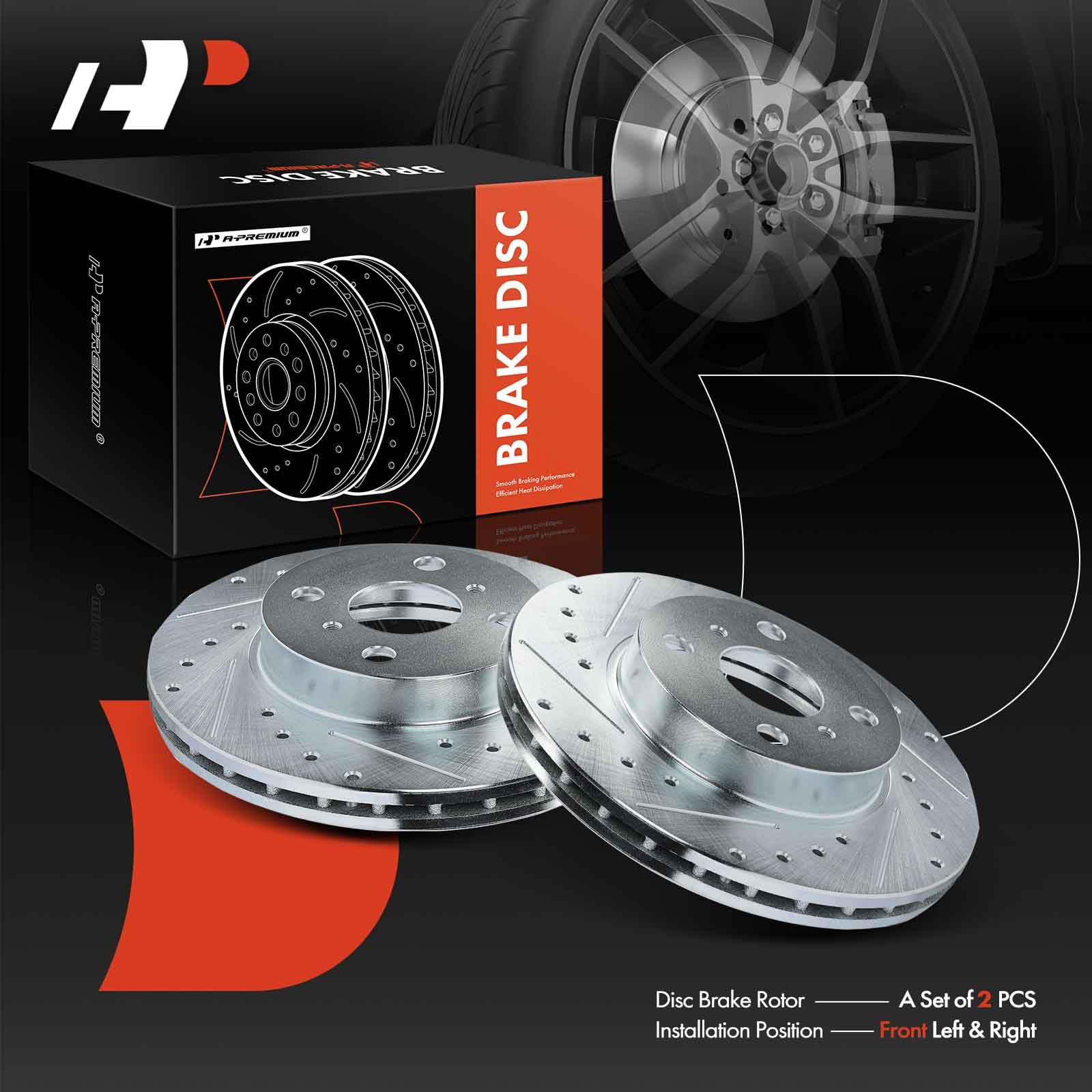 APremium 10.04 inch (255mm) Front Drilled and Slotted Disc Brake