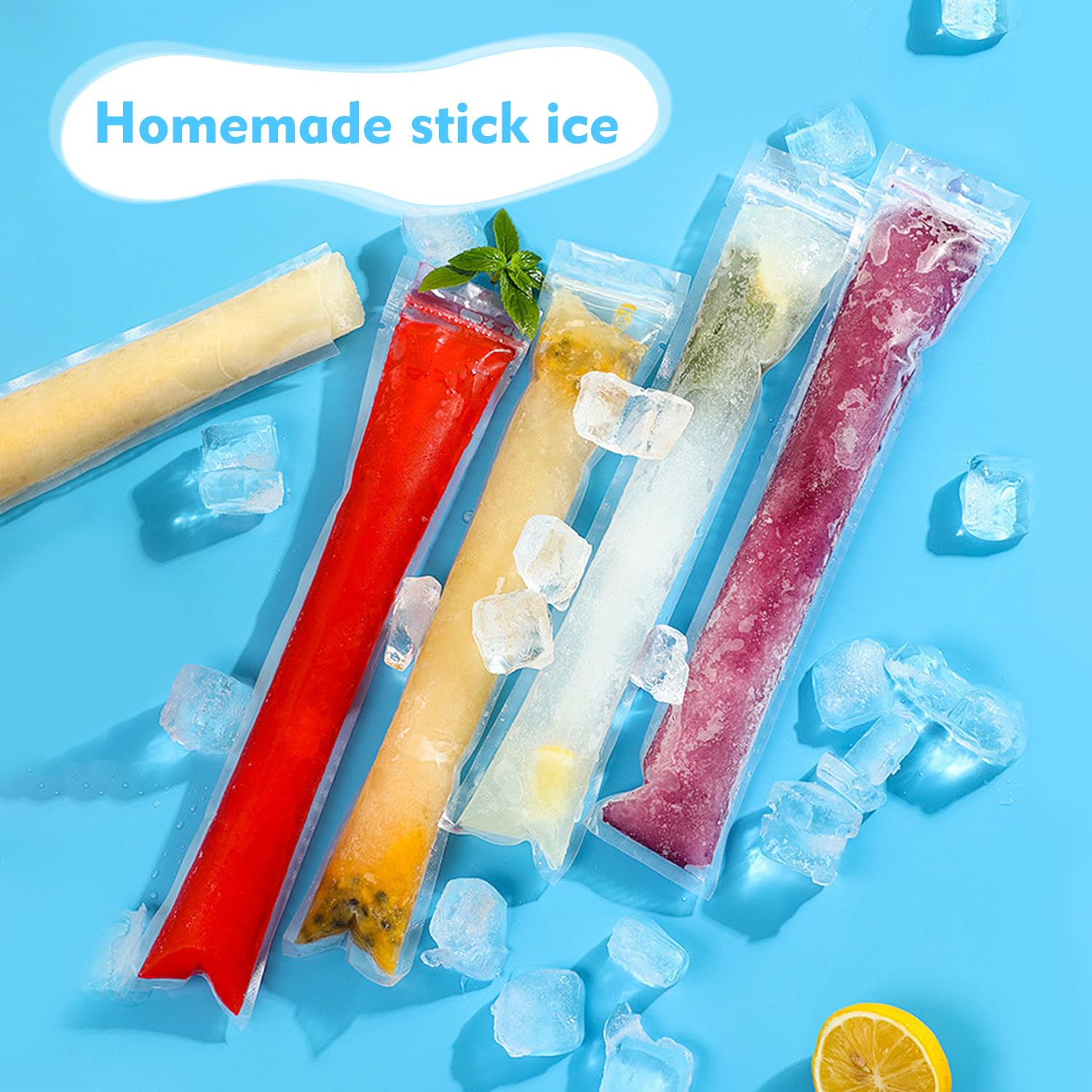 Bolsa para helado, 200 Piezas Moldes de helado, Bolsas Popsicle con Embudo Verdes, para Yogur y Caramelos, 5.5 x 27.5 cm