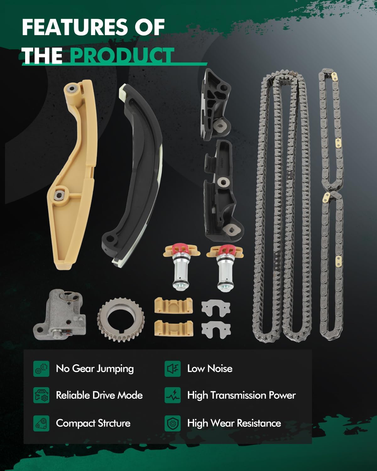 SCITOO 13-PC Set Engine Timing Chain Kit FIT for Ford F-150 Explorer Mustang Edge Transit-250 350 Taurus Flex for Lincoln MKZ MKX MKS