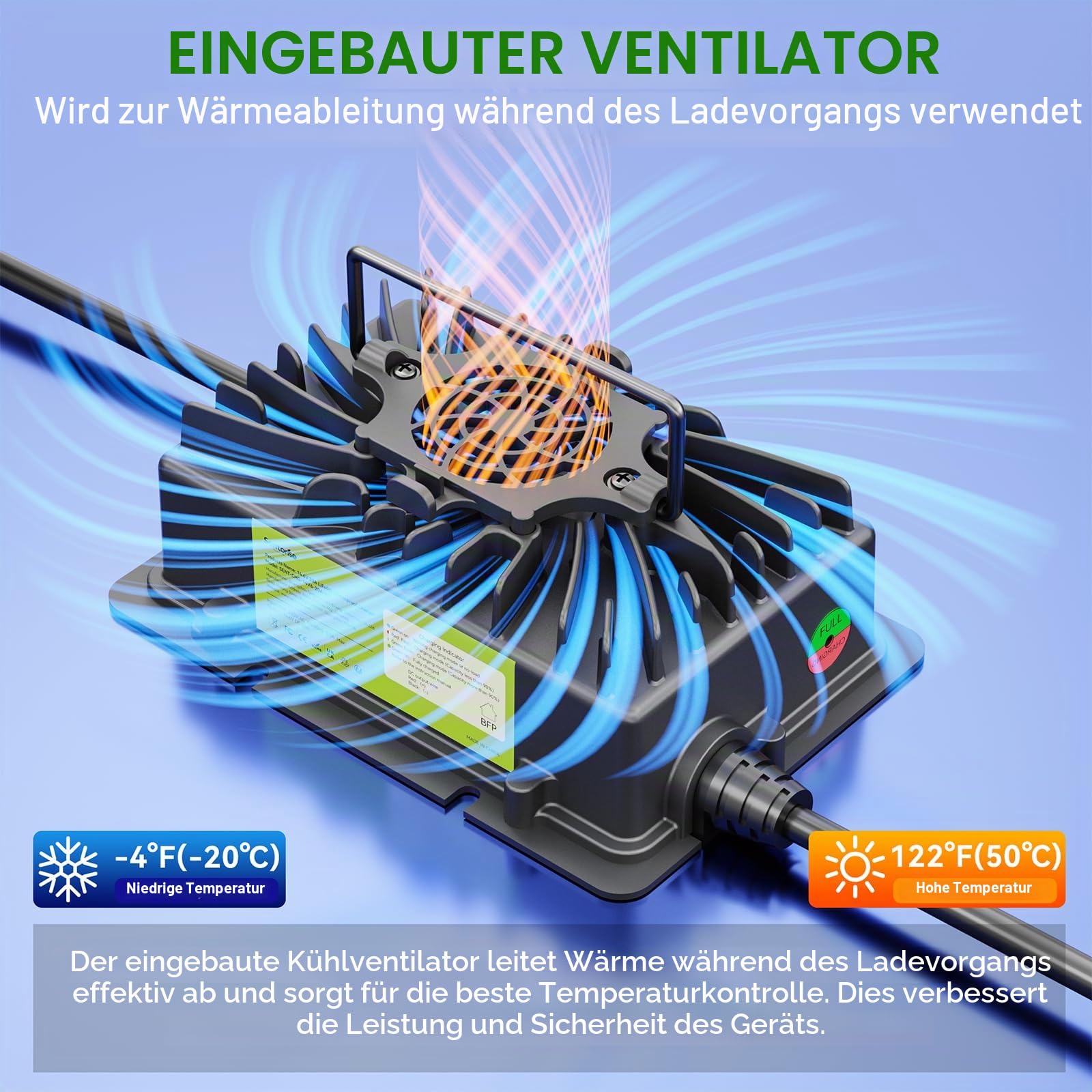 LiFePO4 Batterieladegerät, 14,6 V, 20 A, 0 V Aktivierung, IP65 Wasserdicht & Anderson-Stecker für Lithium-Batterie, Wohnmobil, Boot, isolierte Standorte und Solaranlagen