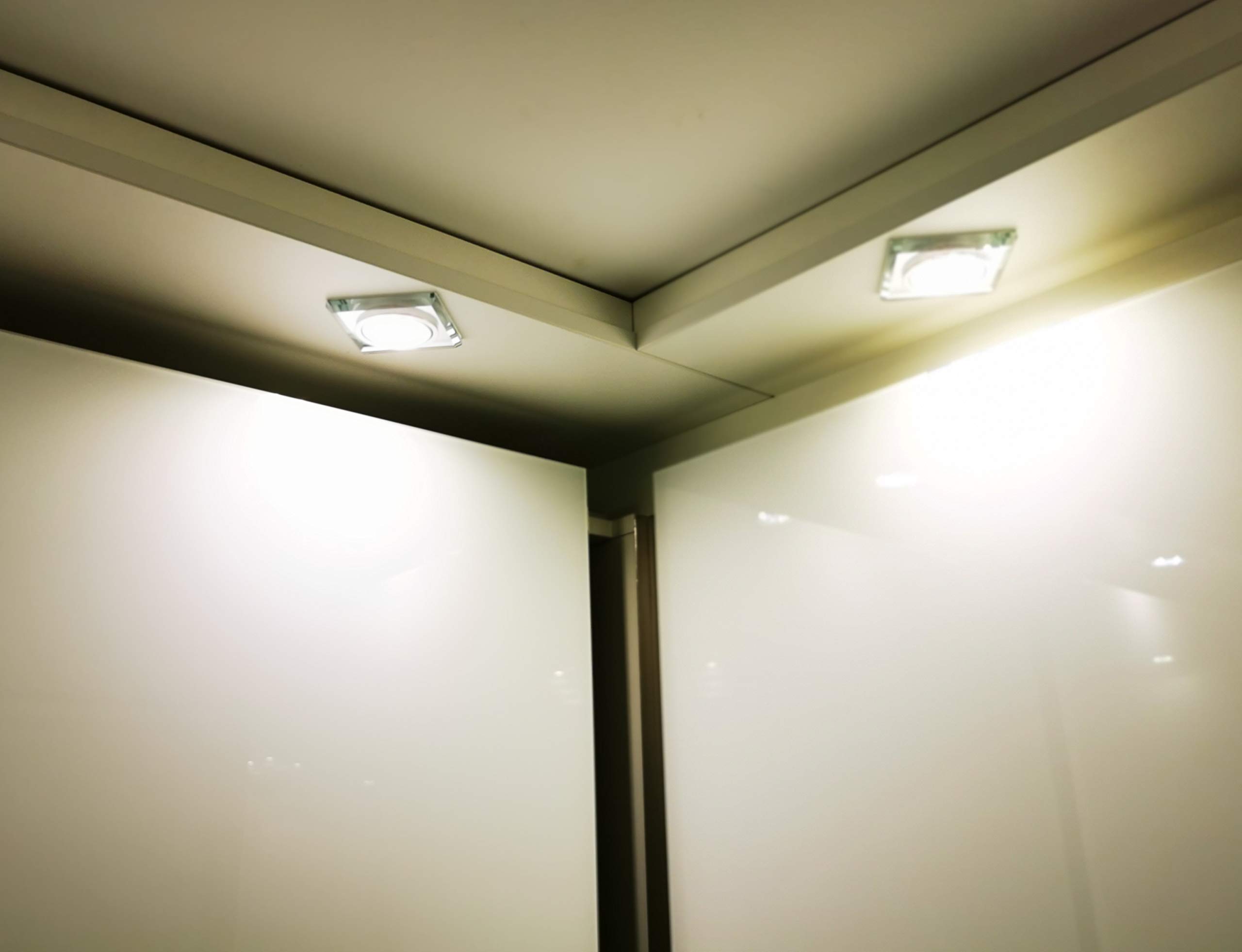 Trango 6er Pack 6729S-06M36K Einbaustrahler aus Glas handgschliffen inkl. 6x Farbtemperatur steuerbar LED Modul 3000K/4000K/6000K LED Modul nur 3cm Einbautiefe Bad Dusche