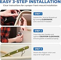 Vista 3 de Palanca para tanque de descarga de inodoro, acabado cromado con tuerca de metal, compatible con la mayoría de los inodoros