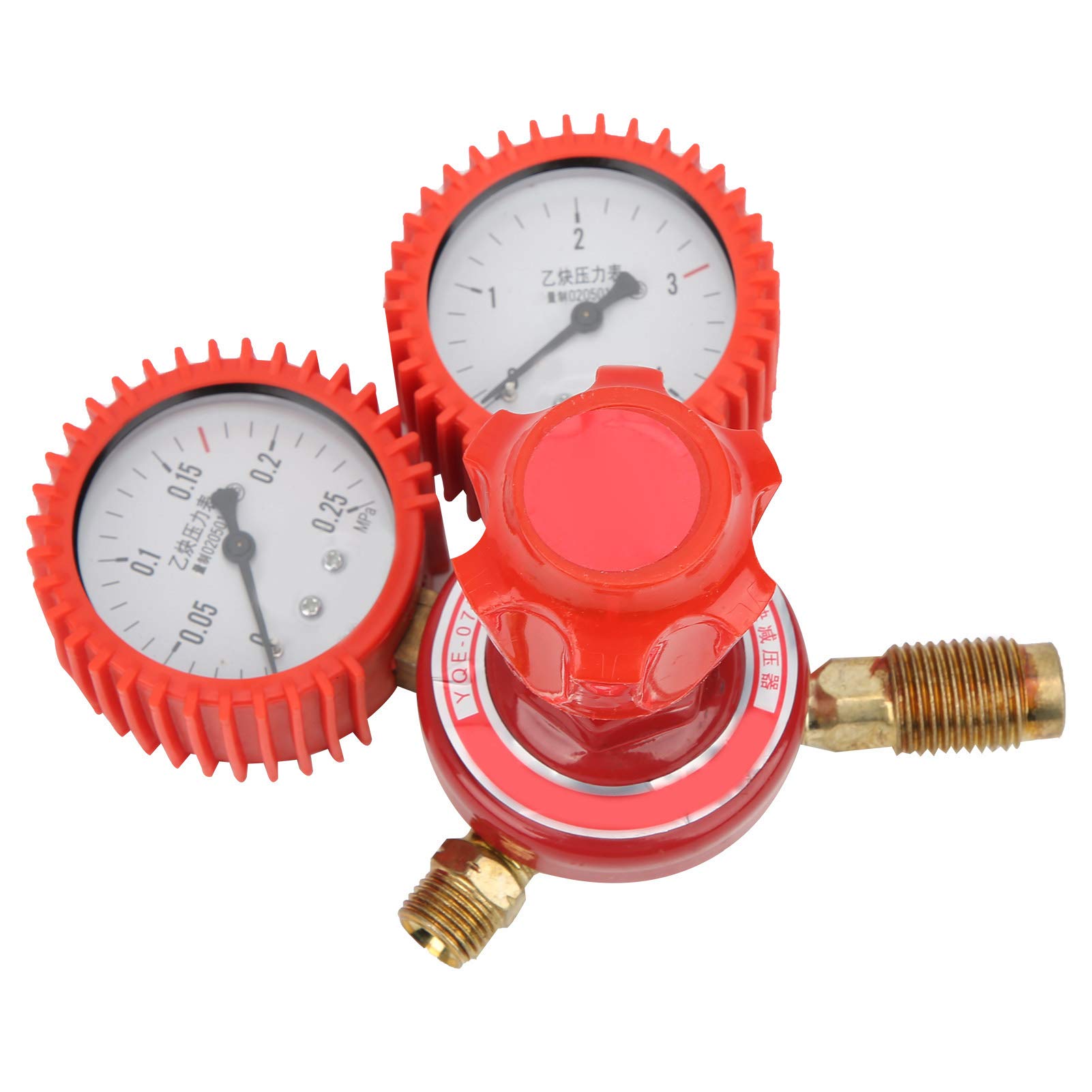 Régulateur d'acétylène YQE - 03A |Soupape de réduction de pression en acier allié rouge pour le soudage/coupe/brasage |Entrée G5/8, débit de 12 m³/h, sortie réglable de 0,01 à