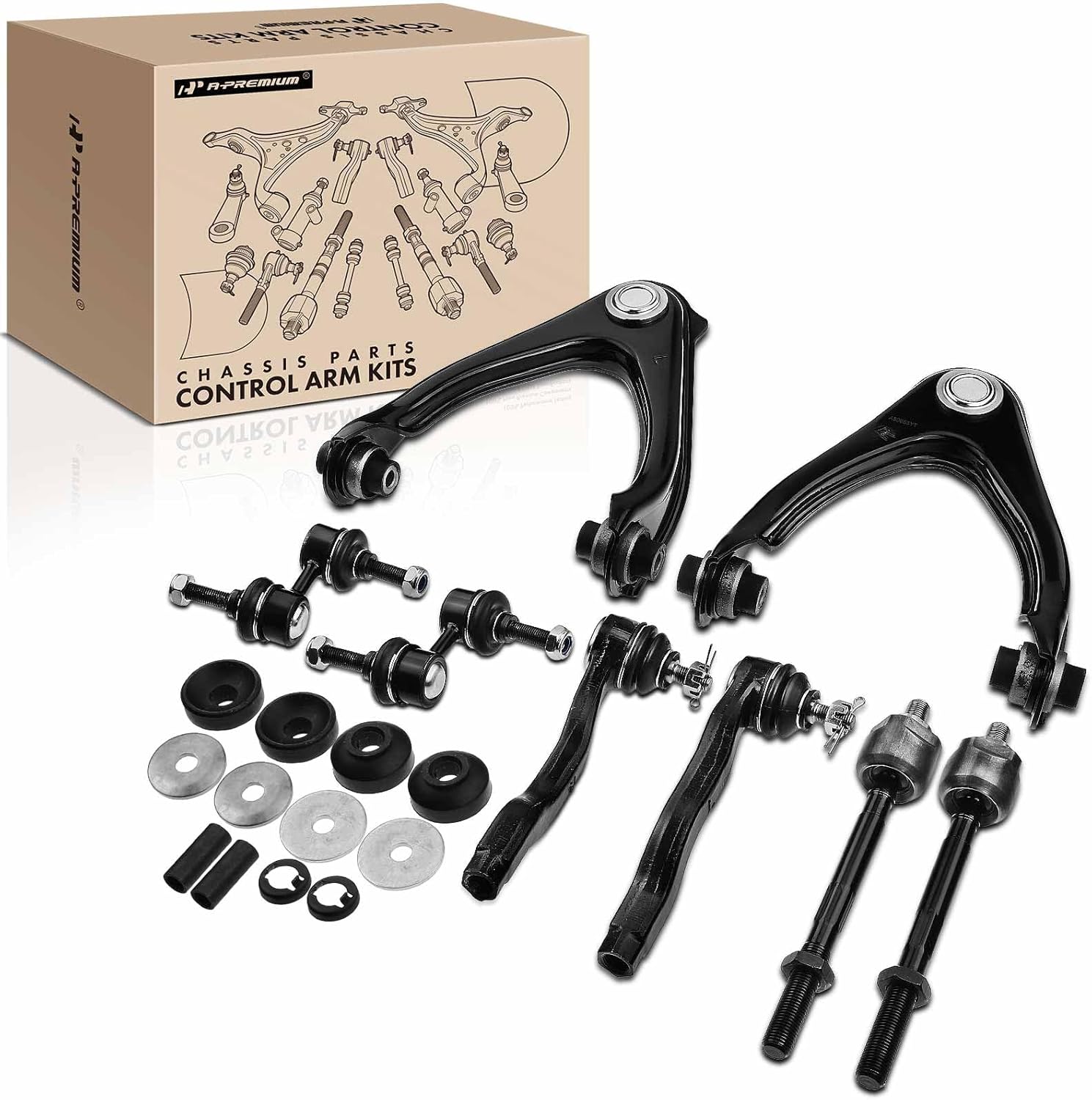 A-Premium 10Pcs Front Suspension Kit, Upper Control Arm, Sway Bar Link, Inner & Outer Tie Rod End, Compatible with Honda CR-V CRV 1997 1998 1999 2000 2001