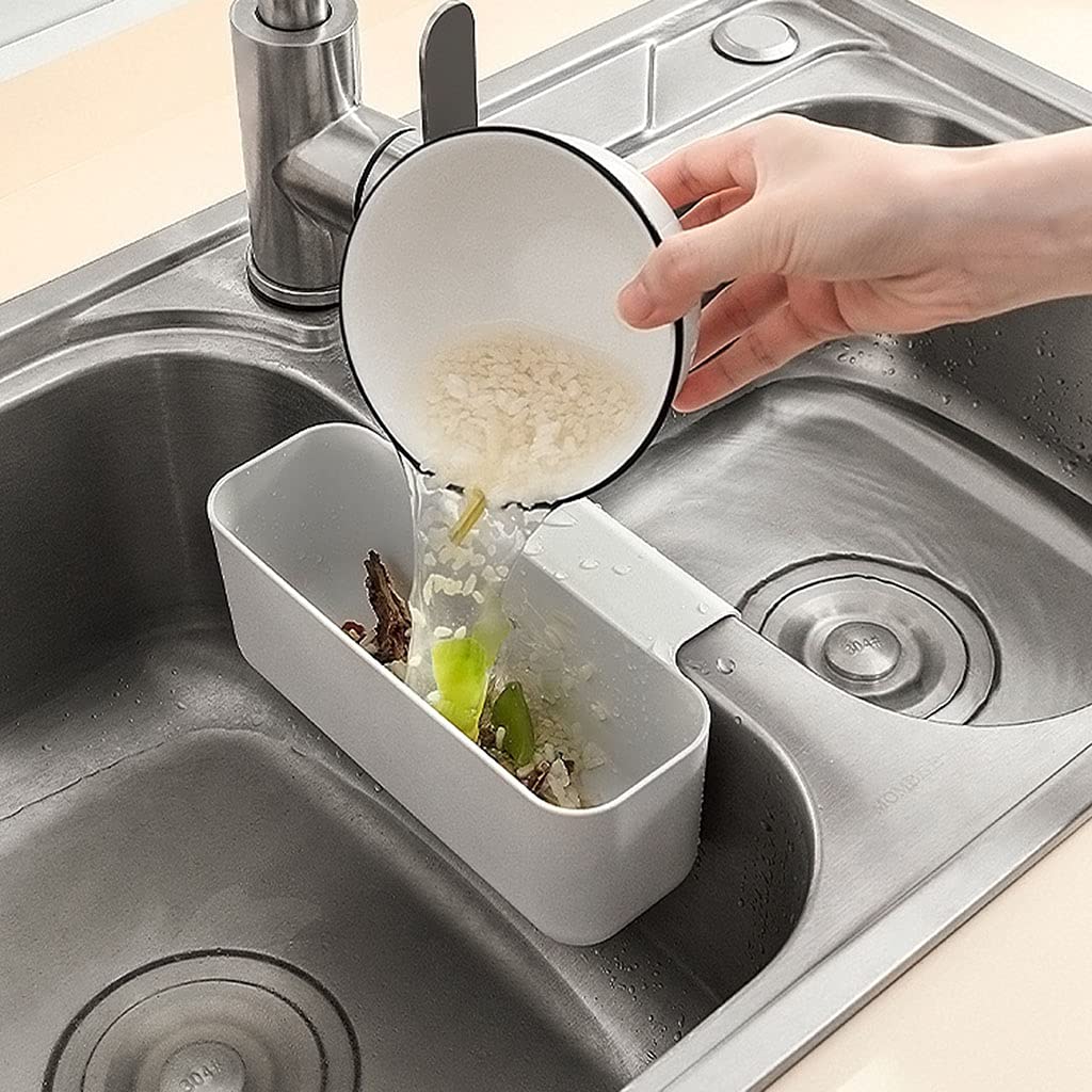 Panier égouttoir Pour évier De Cuisine - Récupérateur De Déchets Alimentaires - Blanc Ou Vert - Dimensions 14.2x8.3x20.2 Cm