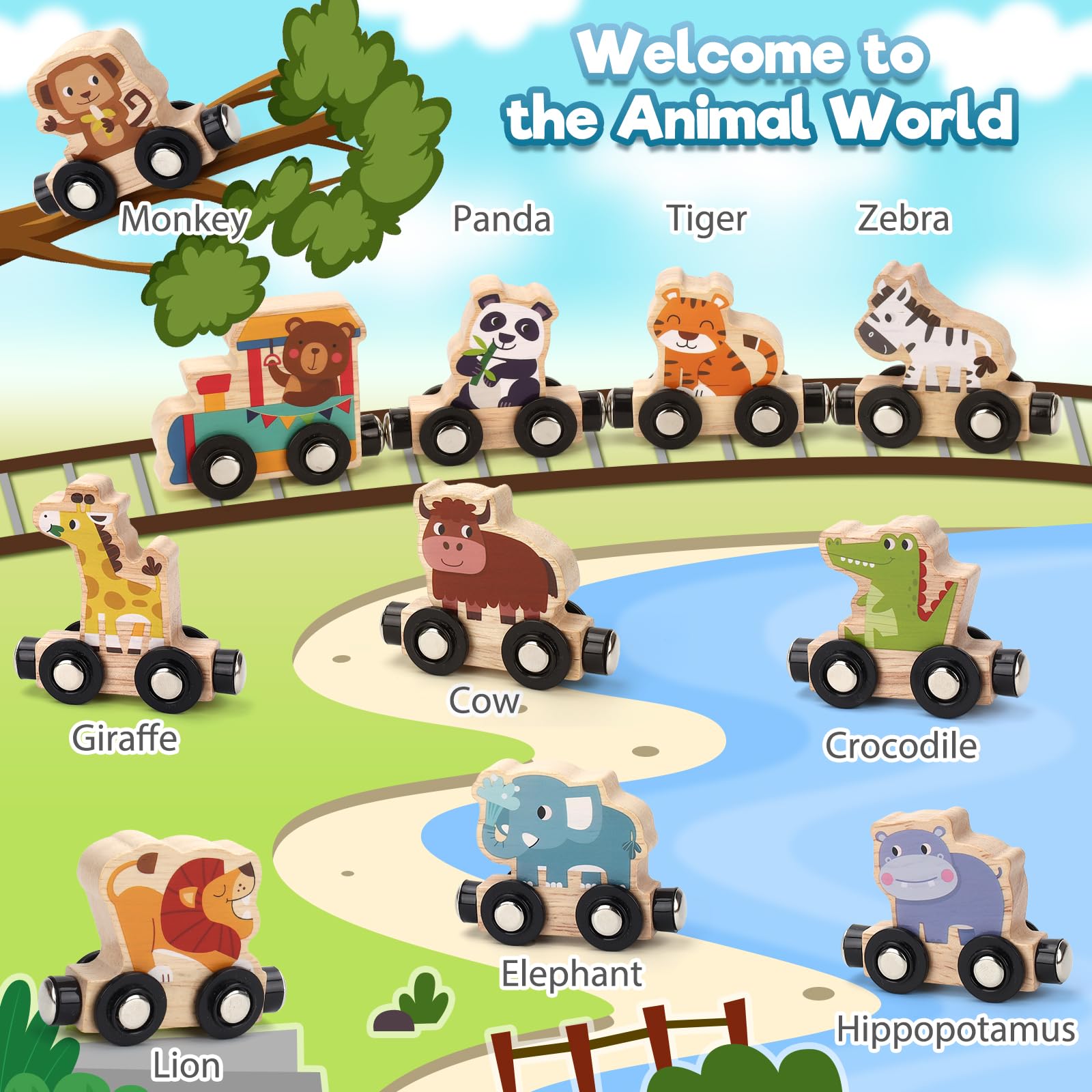 Montessori 1 2 3 Anni, Regalo Bambino 1 Anno Gioco Bambino 2 Anni Giochi Educativi regalo per bambino e bambina 2-3-4 anni giocattolo per bambini trenino magnetico giocattolo in legno 2-3 anni