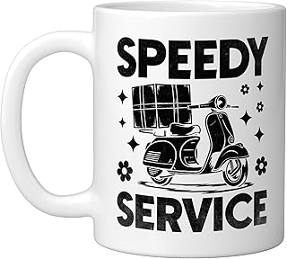 Speedy Service Delivery Guy Package Delivering Ceramic Mug, White