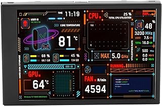 zjchao Monitor de CPU de computador de 3,5 polegadas, monitor de temperatura de PC, monitor de temperatura do computador, painel de sensor de PC, monitor de dados de CPU mini display com editor de tema visual para GPU RAM HDD