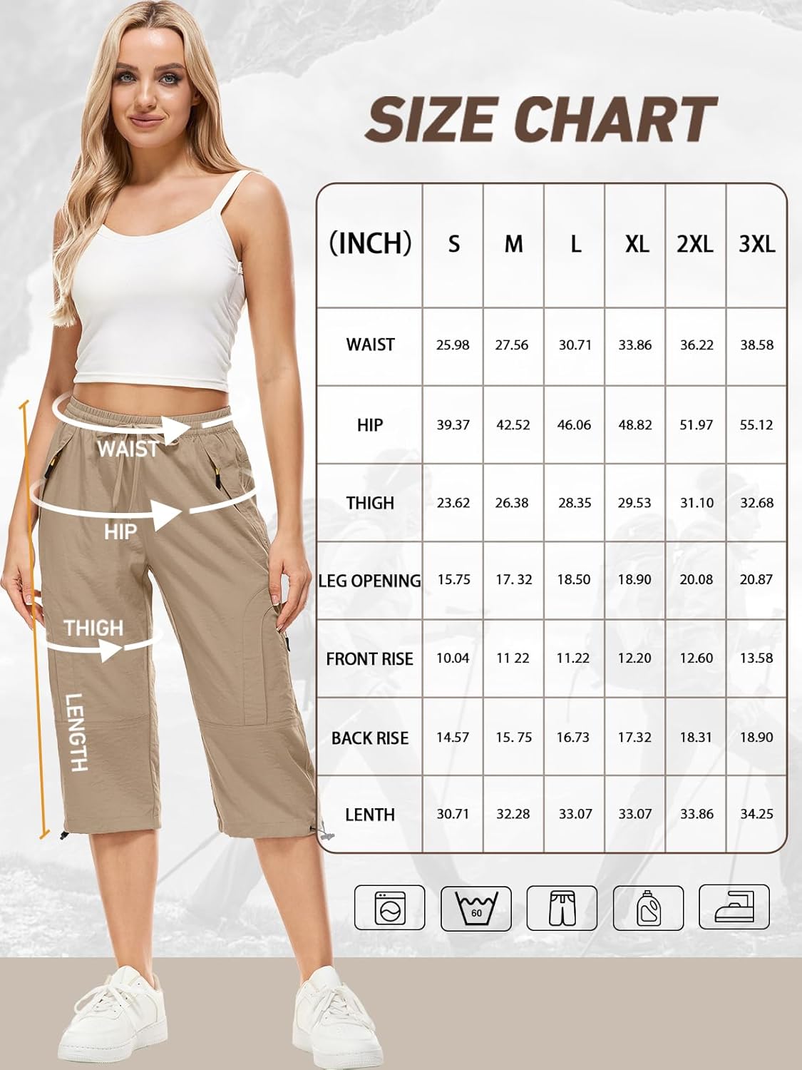 Women's Cargo Capris Pants Casual Hiking Pants Lightweight Quick Dry Travel Summer Pants for Women - Image 7