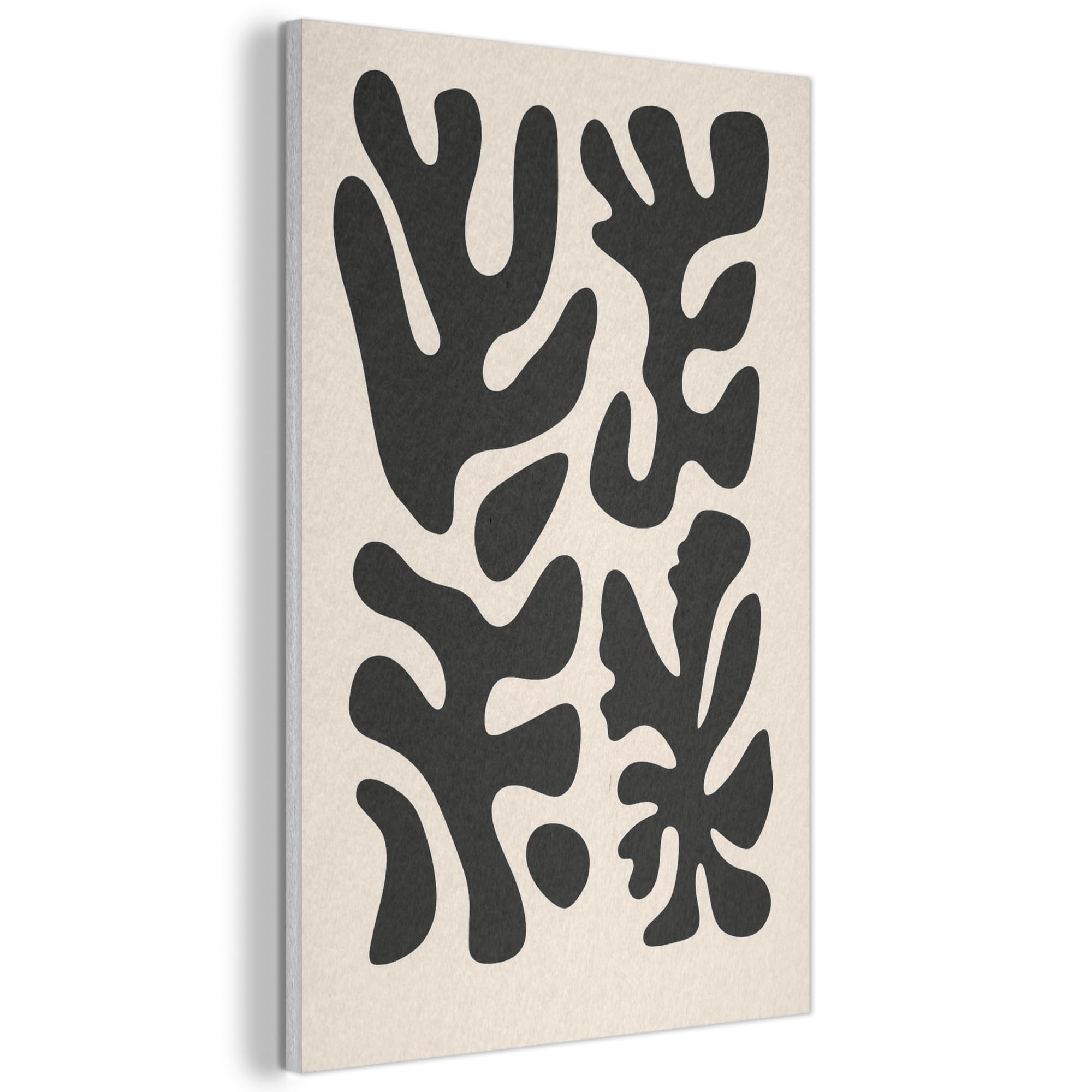 MuchoWow© Felt Panel 40x60 cm Framed Design Print Accent Interior Wallart Decoration Wall Art Whimsical shapes - Rectangular composition - Black