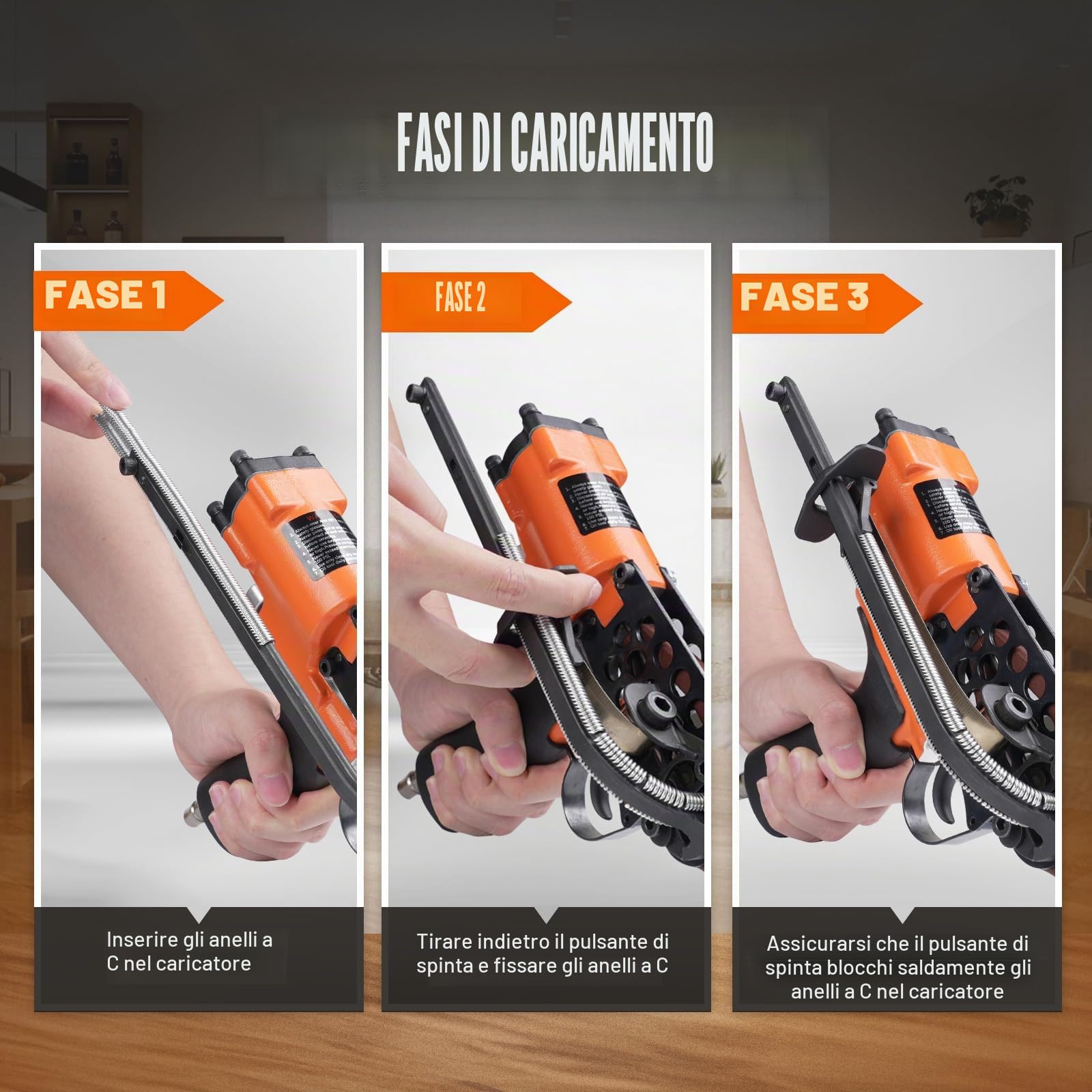 KAMSIN K-SC760 Pistola pneumatica ad anello a C, calibro 16, Diametro di chiusura di 3,0 mm Strumento di pinza per anelli di maiale a risparmio di manodopera per gabbie