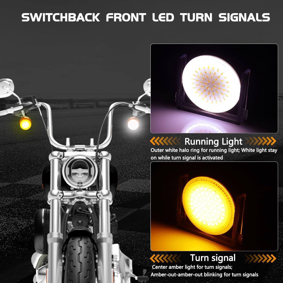 LIUJJYH 2 Inch Bullet 1157 Front LED Turn Signal Lights Motorcycle Running Light with smoked lens Compatible with 1986-2023 Harley Touring Dyna Softail Sportster Road King Street Glide Iron 883