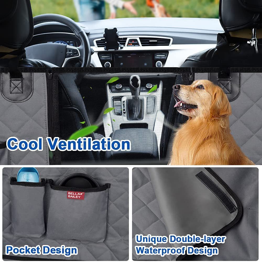 Cubre Asientos de Coche para Perros, Funda Coche Perros Asiento Trasero, Cubre Asientos Coche Perro con Ventana Protector Lateral, Funda Perro Coche Impermeable Antideslizante para Coche, SUV, Camione