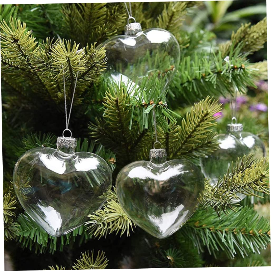 Baubles en verre transparent cœur pour une décoration de sapin de Noël magique