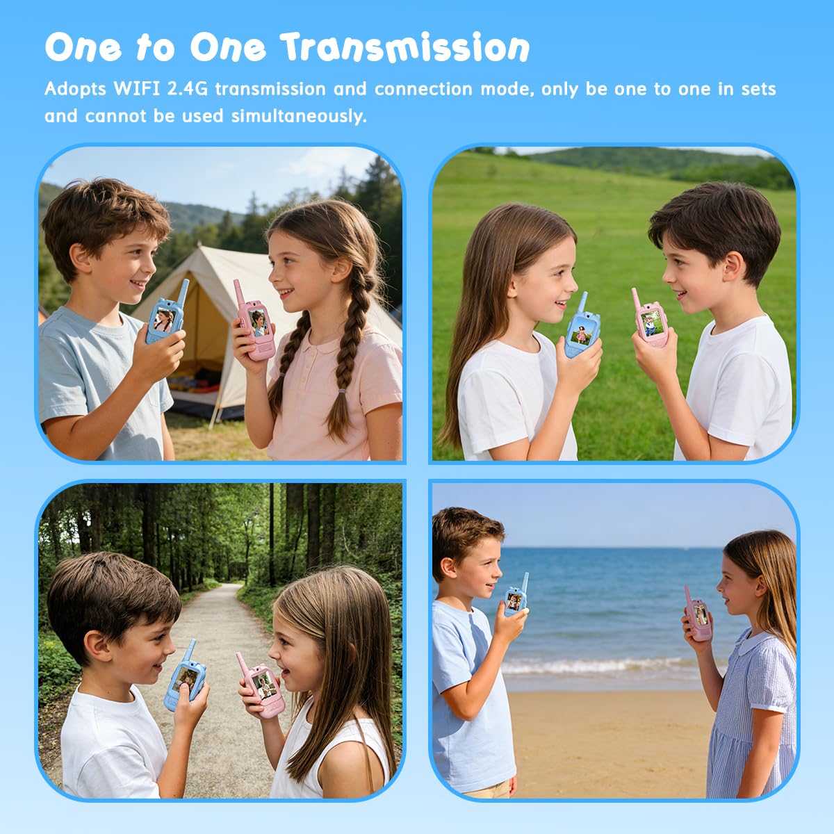 Talkie-walkie vidéo rechargeable pour enfants de 3 à 12 ans garçons filles
