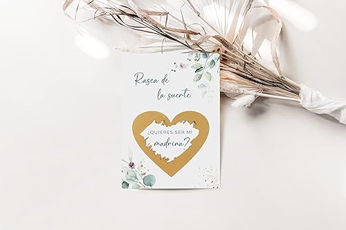 Miniatura 5 de Jolicoon Tarjetas de rascar Quieres ser mi Madrina - Quieres se mi Padrino - con sobres y sello de cera