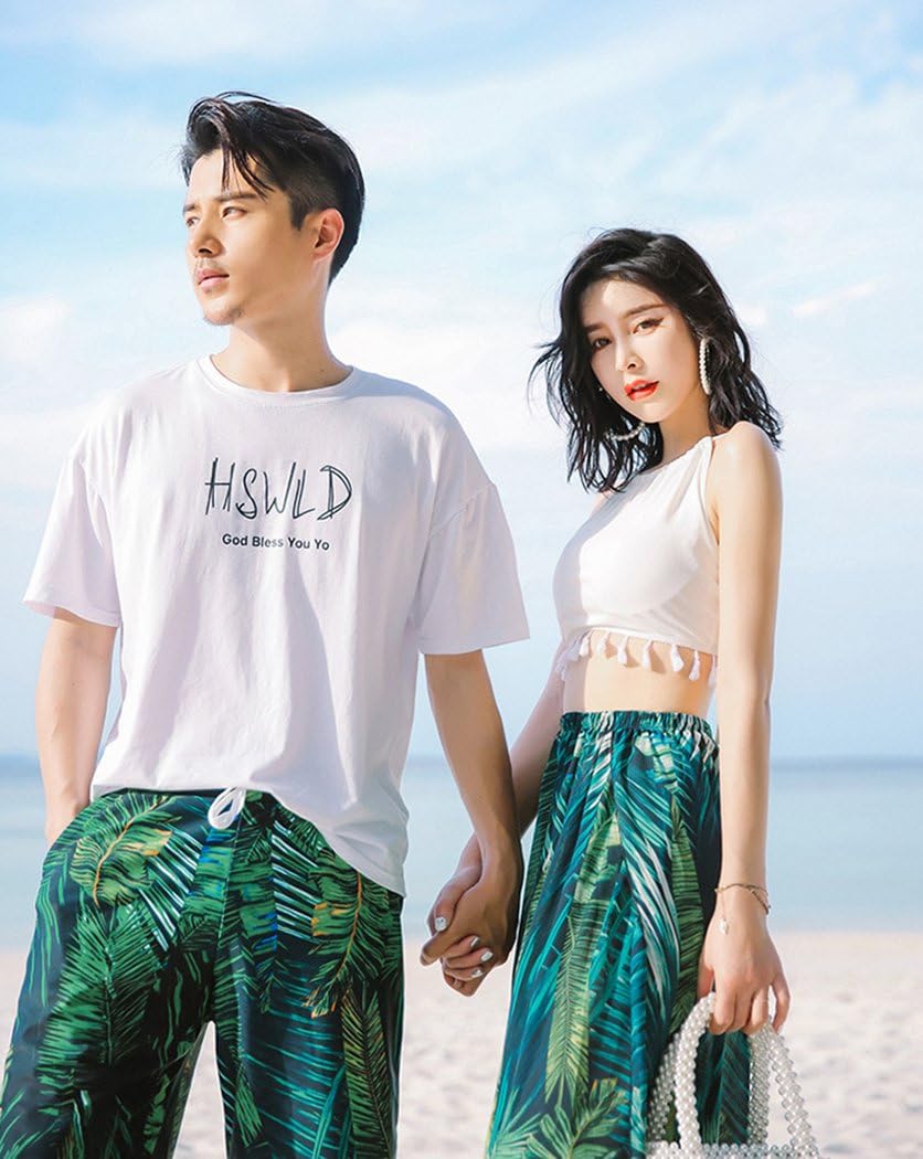 [レモンツリーセブン] 男女４点セット 水着 カップル お揃い セット ペアルック水着 メンズ レディース サーフパンツ 海パン 水着 南国風 リゾート 水着 2020年