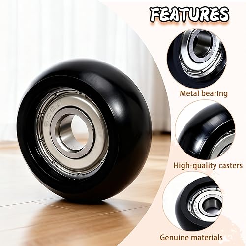 Miniatura 3 de Replacement Roller Wheels for Aero Pilates Reformer,Set of 4, Easy to Install, Smooth & Quiet, Black