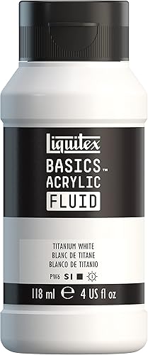 Liquitex BASICS - Pintura acrílica fluida, botella de 4 onzas, color blanco titanio
