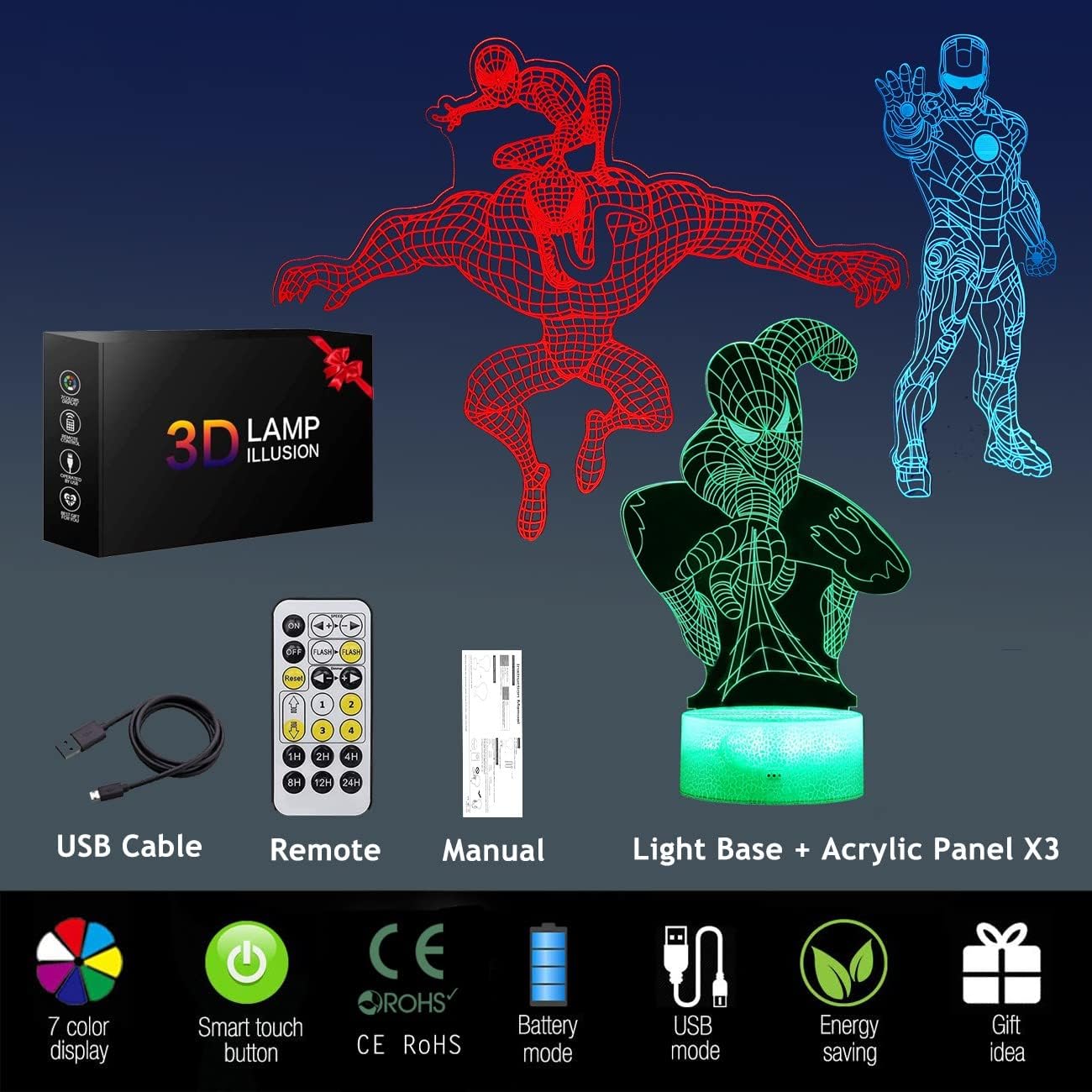 Luz Nocturna Tren 3d 16 Colores Control Remoto Para Niños Color De La