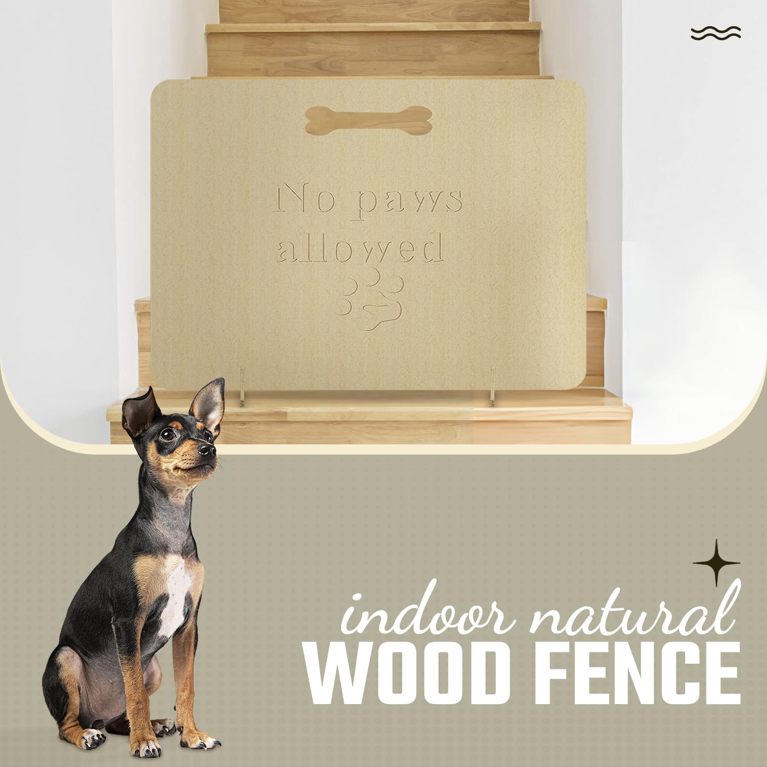 Barrera de madera independiente para perros, hogar, escaleras, puertas, tope para mascotas (51 x 75 cm, perros pequeños)