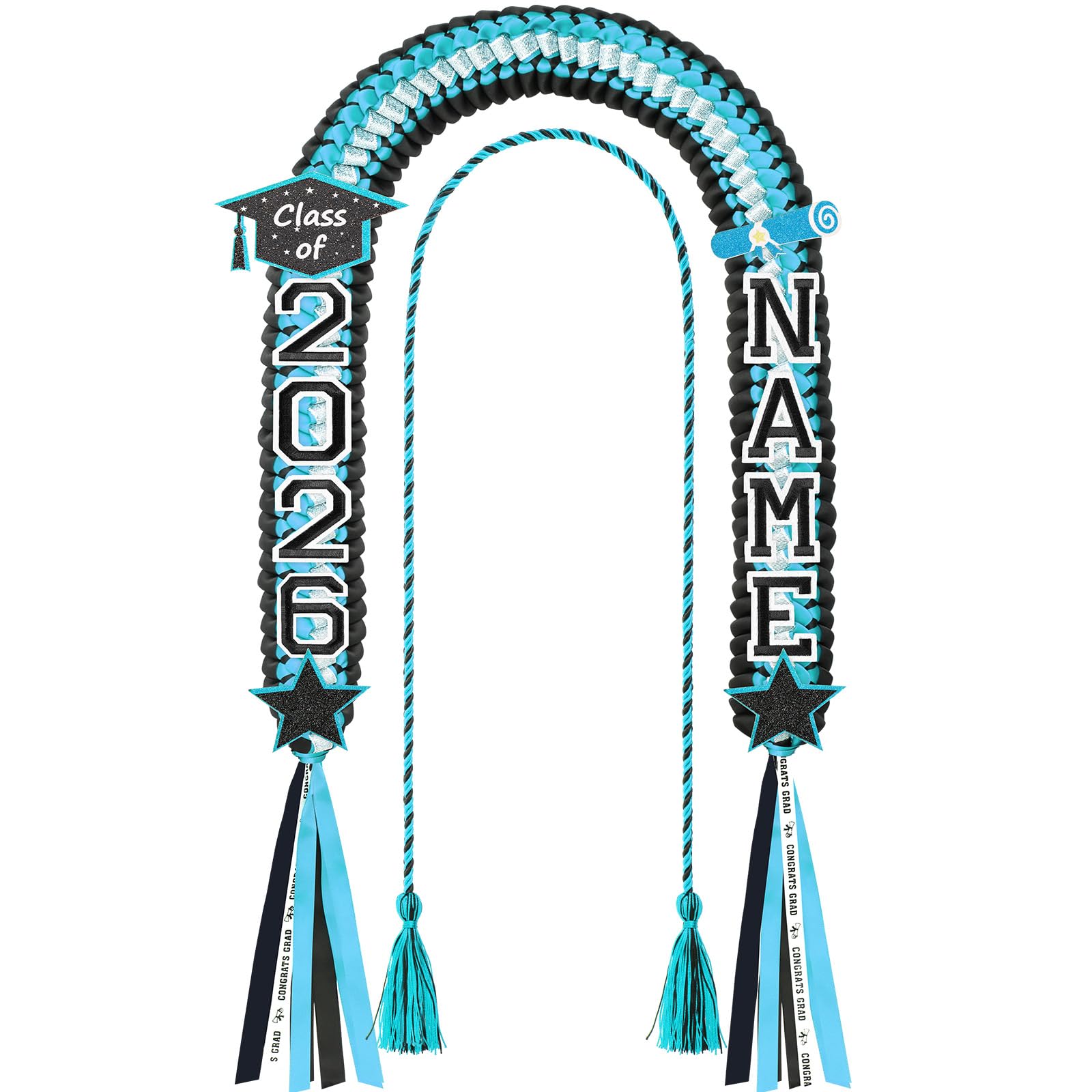 Juexica Graduation Lei Class of 2026,graduation Ribbon Money Lei Personalized DIY Name Braided Necklace with Tassel for Congrat Grad Party Gift