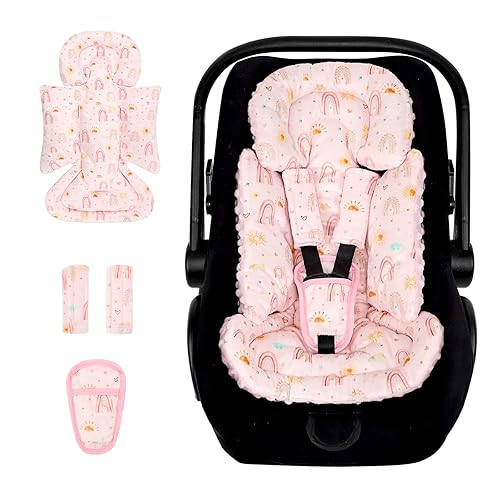 Miniatura 14 de Inserto de Asiento de Coche para Bebé y Fundas de Correa, Soporte de Cabeza de Asiento de Coche Muy Suave para Niña o Niño, Inserto de Asiento de