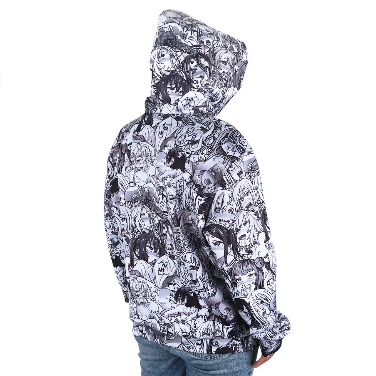 CoolChange Felpa con cappuccio a manica lunga e zip, con facce sexy, nero/bianco, taglia: M