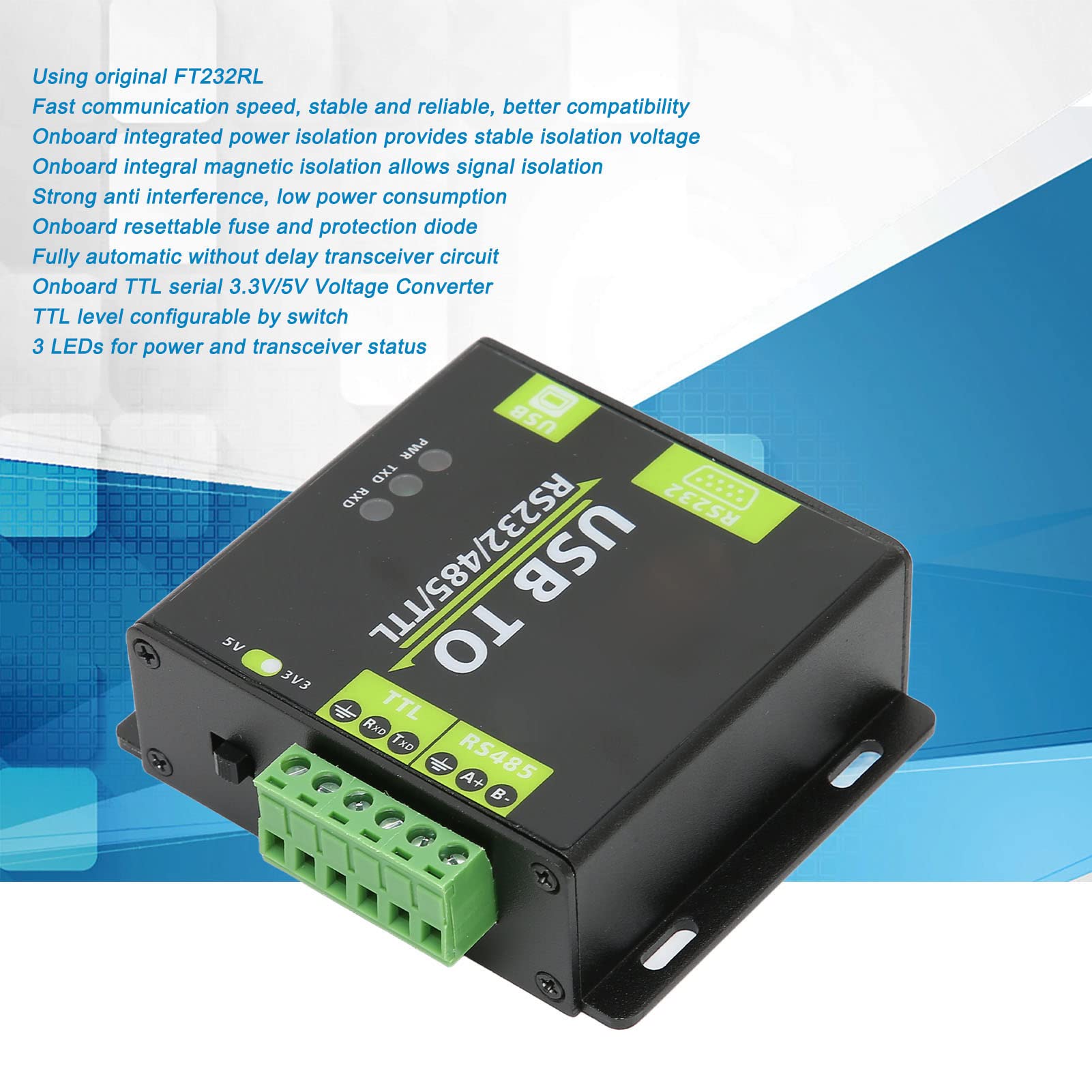 USB do RS232 RS485 TTL Izolowany Konwerter, 300-921600bps