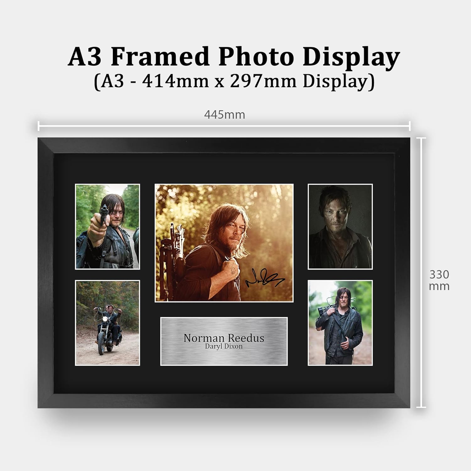 HWC Trading Norman Reedus Walking Dead Daryl 16 x 12 inch (A3) Printed Gifts Signed Autograph Picture for TV Show Fans - 16" x 12" Framed