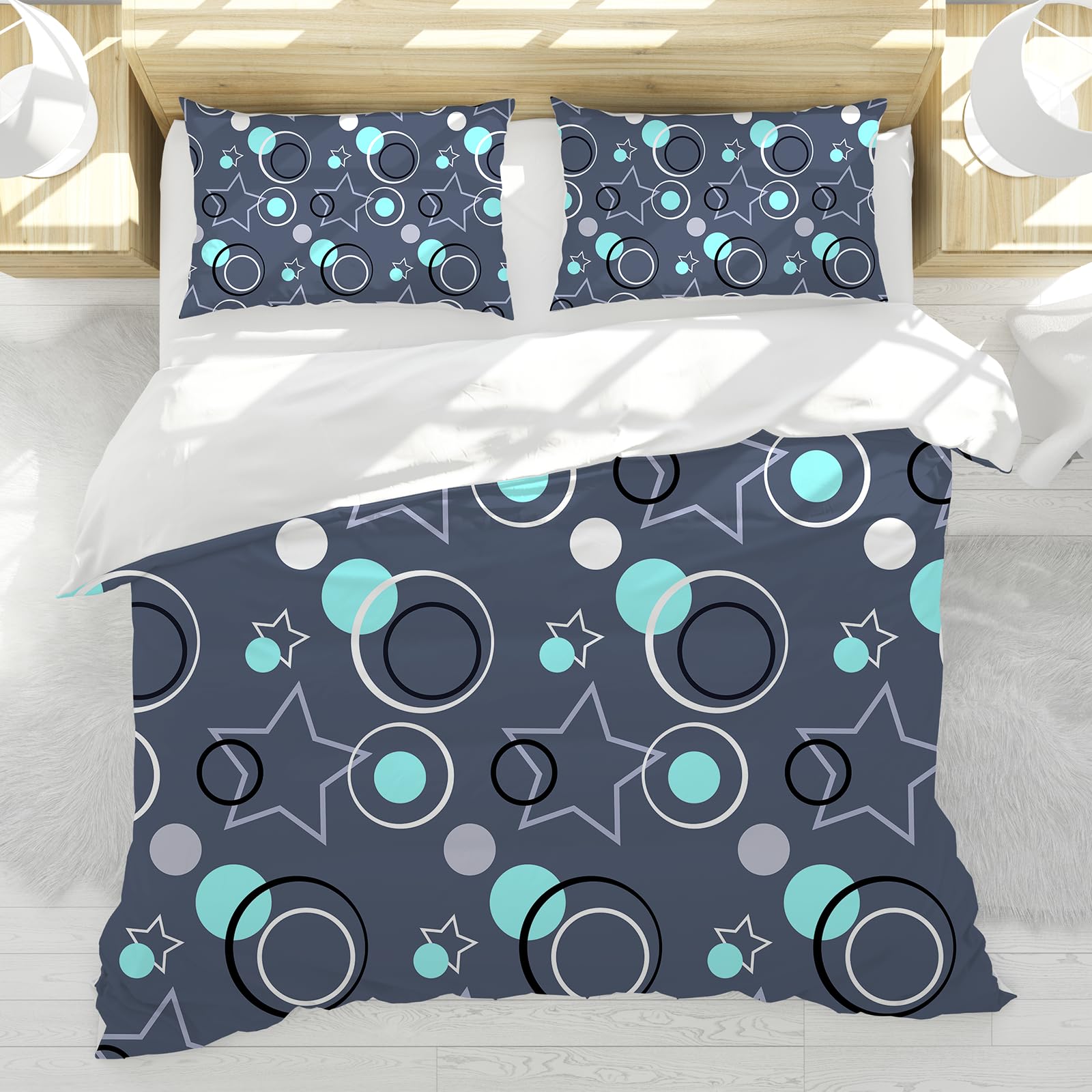 Copripiumino geometrico,set di biancheria da letto in morbida microfibra, set da letto, contiene 1 copripiumino e 2 50 x 75 cm federe (A, 220x240cm)
