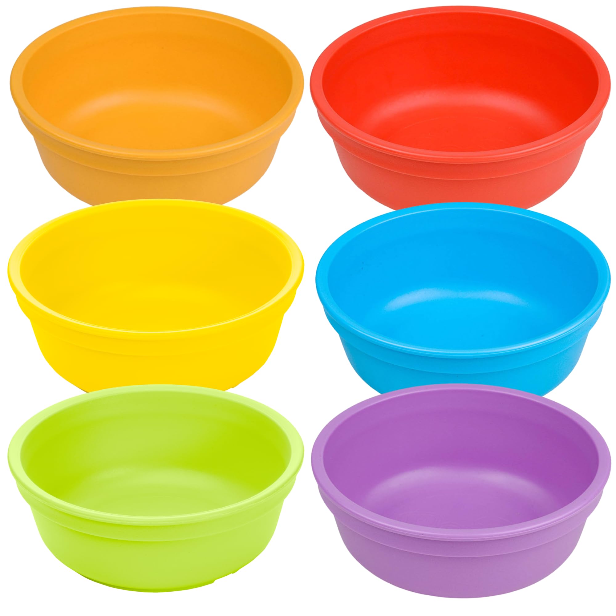 12 oz. Toddler Bowls Set of 6 - Kids Deep-Walled, Durable & Reusable Snack and Meal Bowls, Dishwasher & Microwave Safe, BPA-Free, Made in USA from Recycled Plastic, Crayon Box