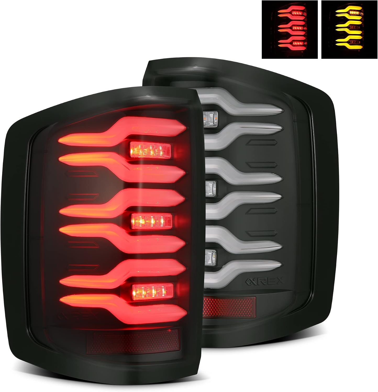 Alpharex For 16-18 Silverado 1500, 17-19 Silverado 2500HD/3500HD, 17-19 GMC Sierra 3500 Dually LUXX-Series LED Tail Lights Black