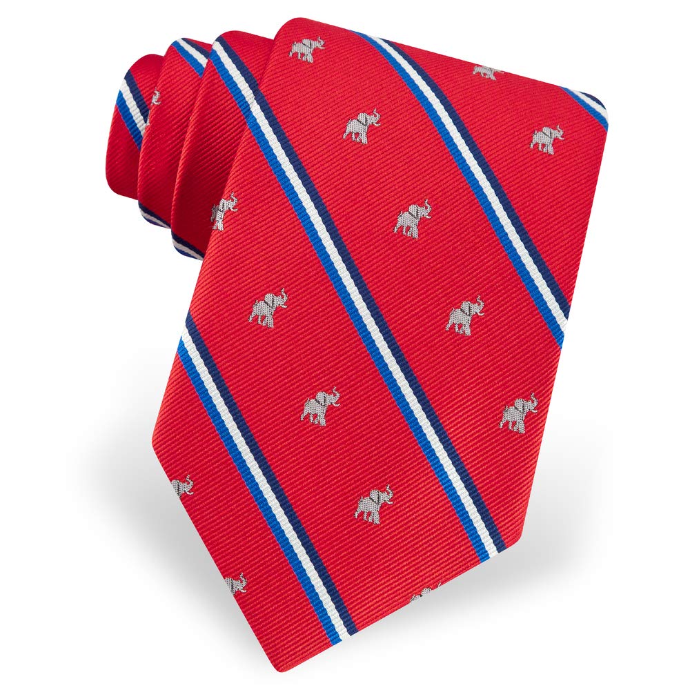 Wild TiesRepublican Party Elephant Stripe Red Microfiber Tie
