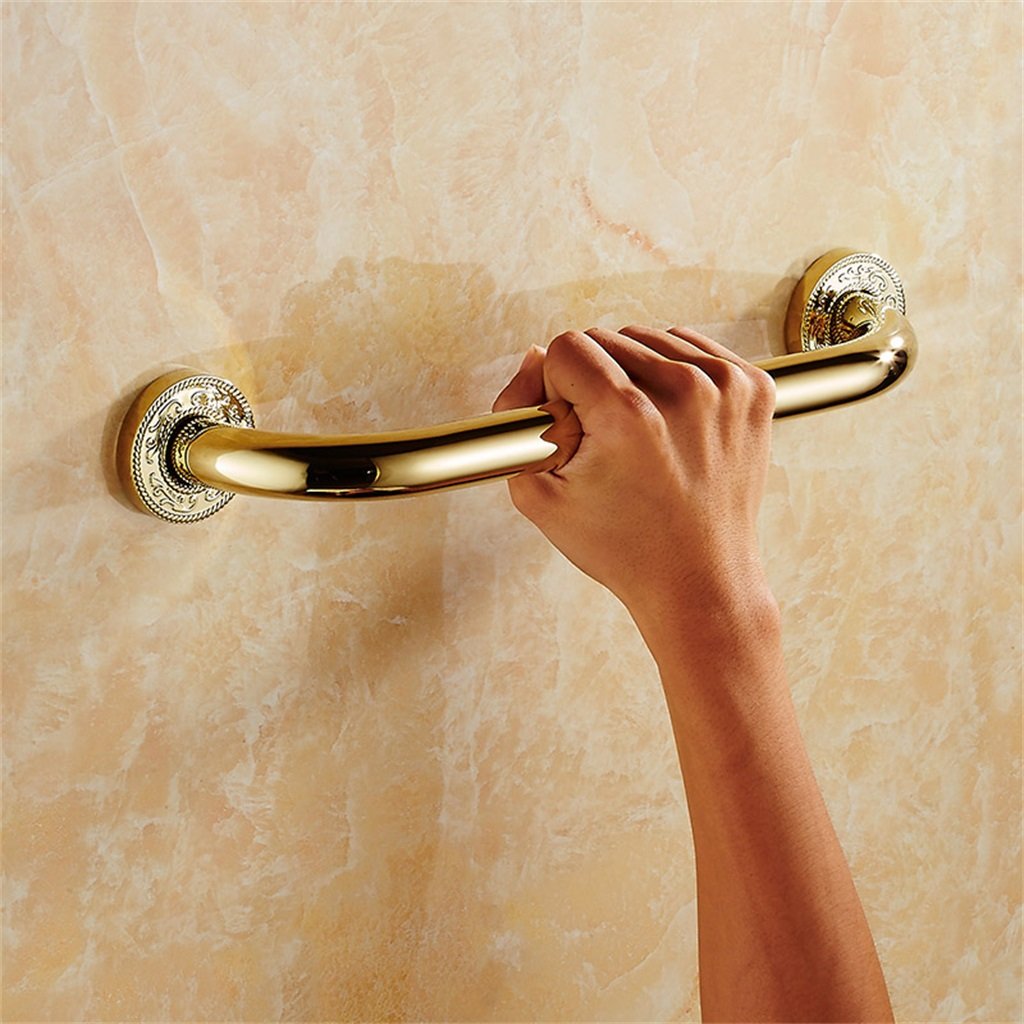 Barandilla de baño de Cobre Puro Dorado, Antideslizante, Segura para Personas Mayores, para baño, para Personas con discapacidad, para Ducha o baño, Dorada, 48 cm