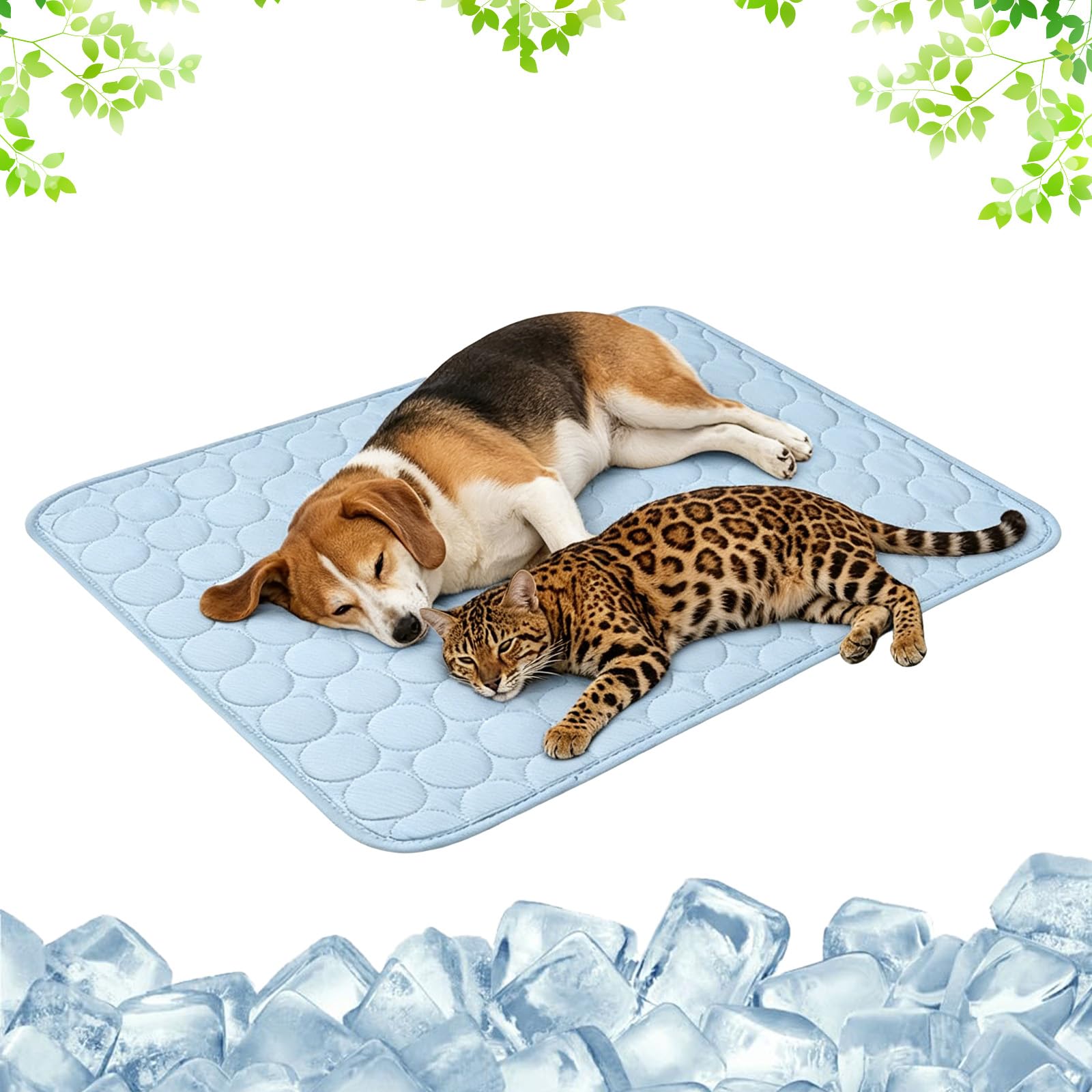 Pet Cooling Mat,Washable Cooling Mat for Cats Dogs,Cool Mat for Dogs Cats in Hot Summer Pet Mats for Home Travel Indoor Outdoor Playing Training，Light blue：XL-100x70cm